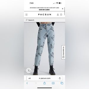 Pacsun Butterfly High Waisted Straight Leg Jeans
